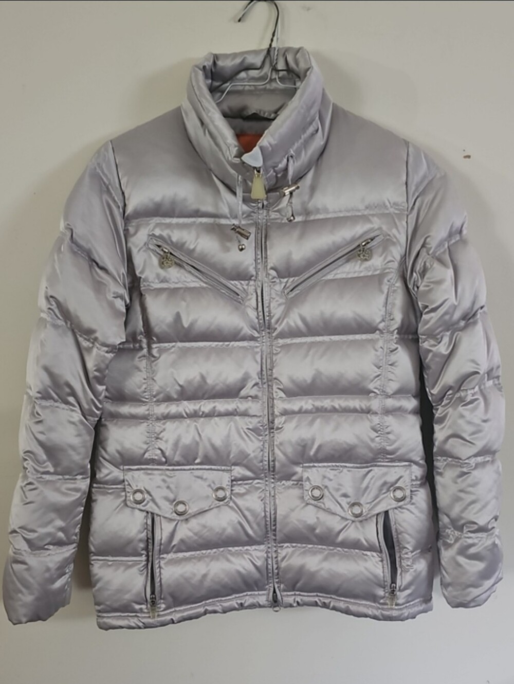 Obermeyer Metallic Silver Down Ski Jacket Insulated Winter Coat Size 8